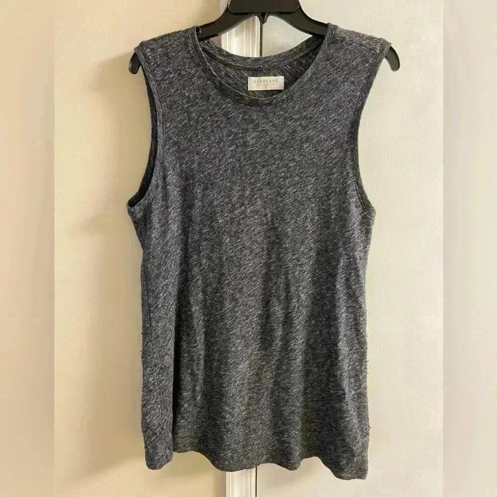 Everlane cami knit long line heather black wool blend Medium
